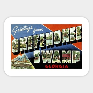 Greetings from Okefenokee Swamp, Georgia - Vintage Large Letter Postcard Sticker